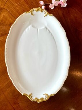 Antique L. Bernardaud & Co. B&C France 18”Oval Platter w Gold Trim, Limoges